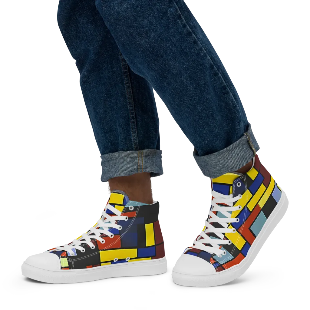 Ember Matrix on Men's High Top Canvas Shoes — Left