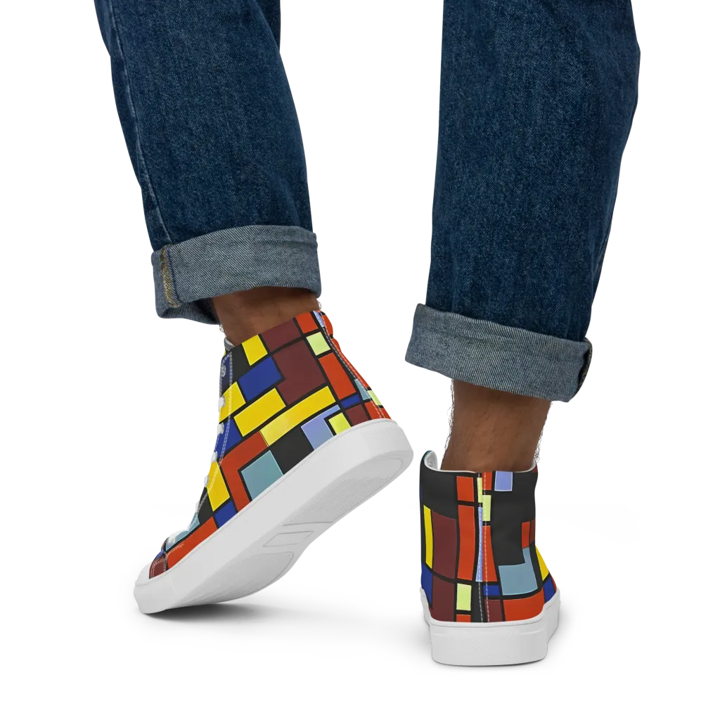 Ember Matrix on Men's High Top Canvas Shoes — Back