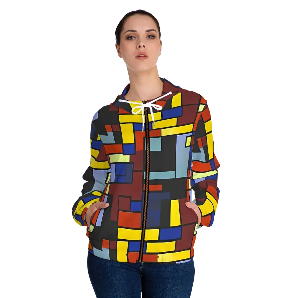 Ember Matrix on Women's Full-Zip Hoodie — Front On Person