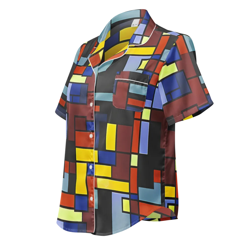 Ember Matrix on Women's Short Sleeve Pajama Top — Left Front