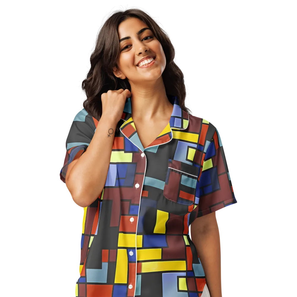 Ember Matrix on Women's Short Sleeve Pajama Top — Front