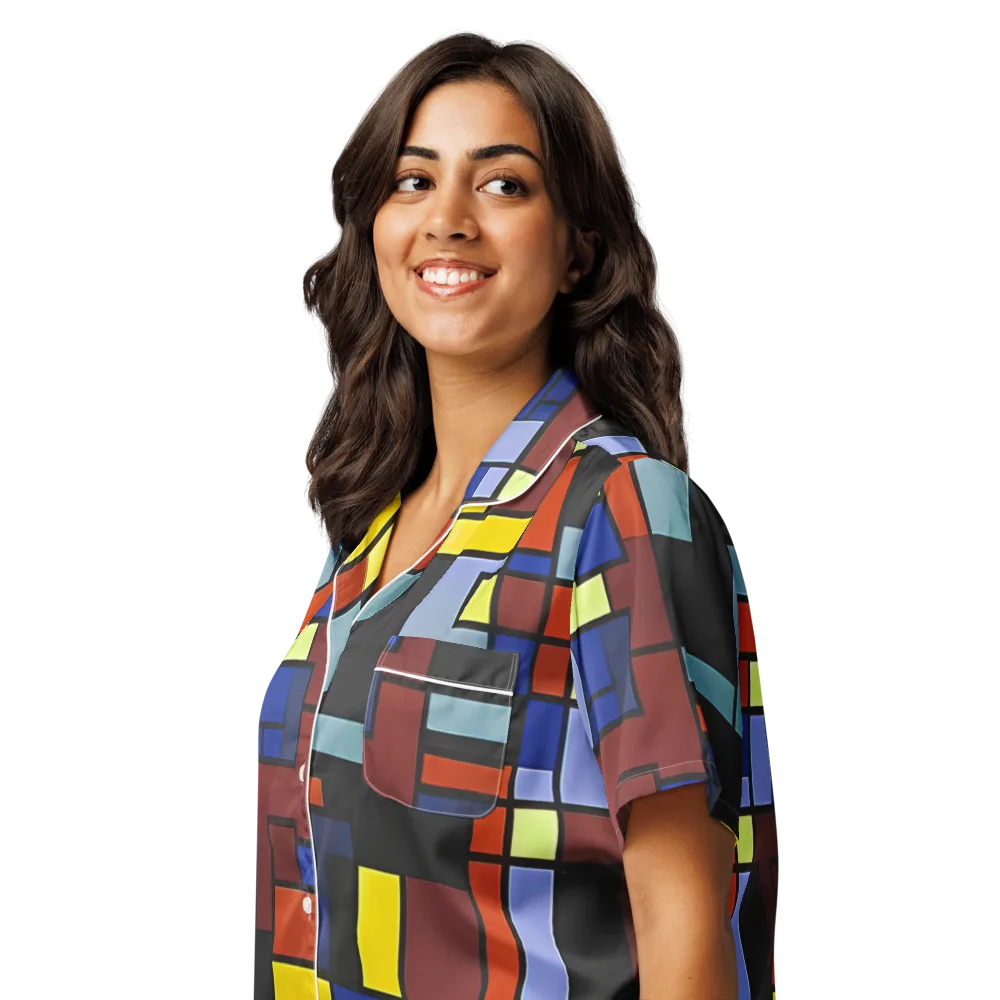 Ember Matrix on Women's Short Sleeve Pajama Top — Left Front