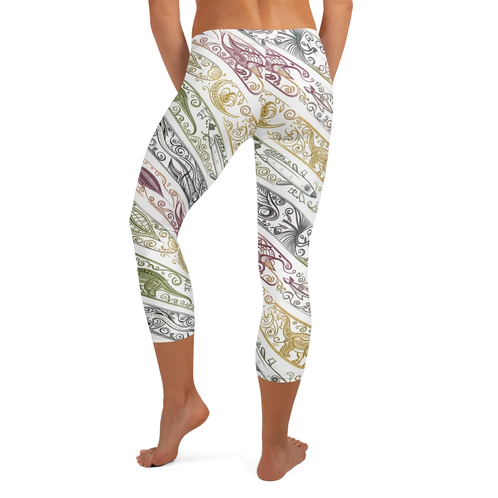 Fossil Flight on Capri Leggings — Back