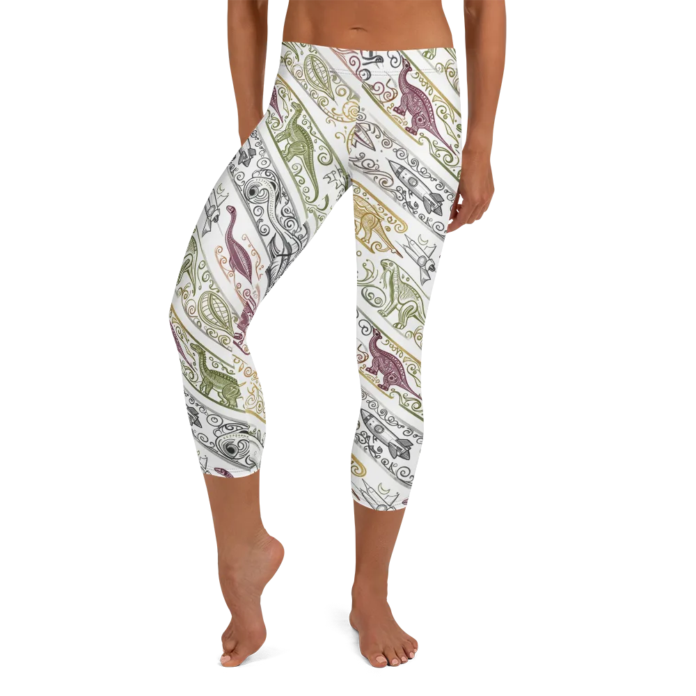 Fossil Flight on Capri Leggings — Front