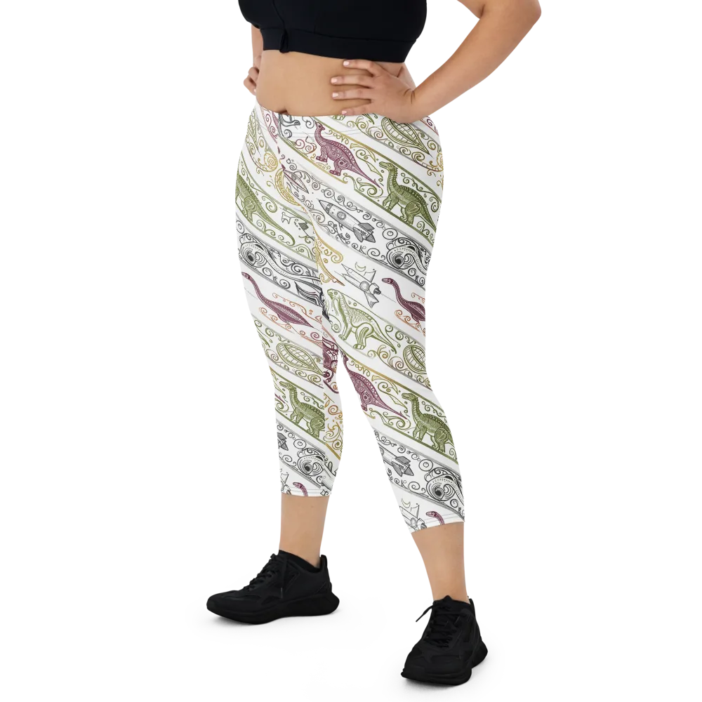 Fossil Flight on Capri Leggings — Front