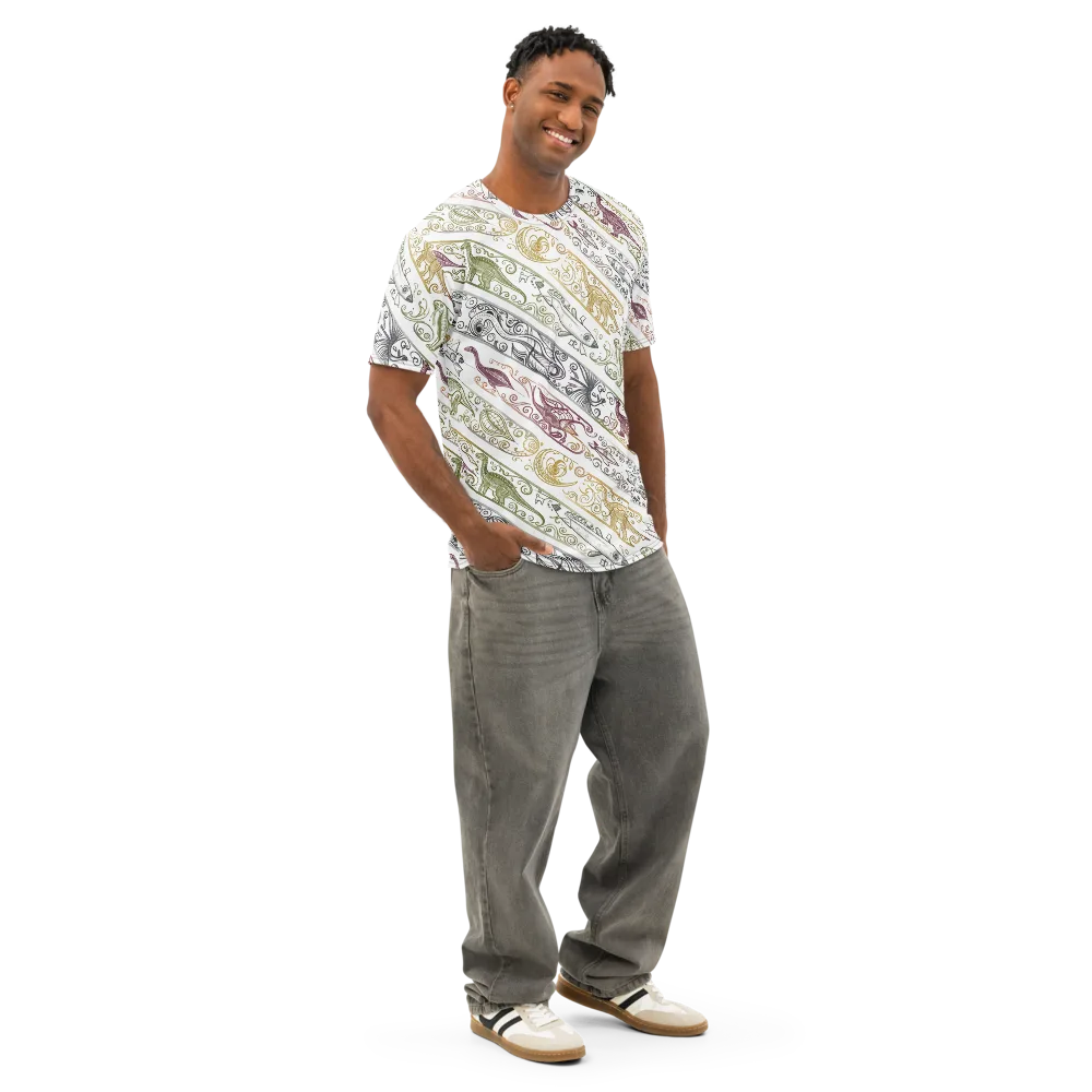 Fossil Flight on Men's Cotton Crew Neck T-Shirt — Right Front