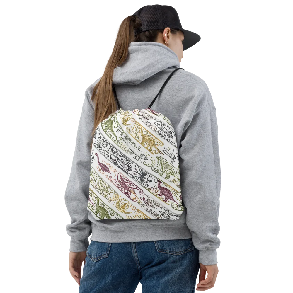 Fossil Flight on Drawstring Bag — Front