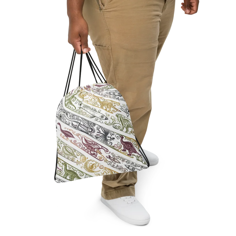Fossil Flight on Drawstring Bag — Front