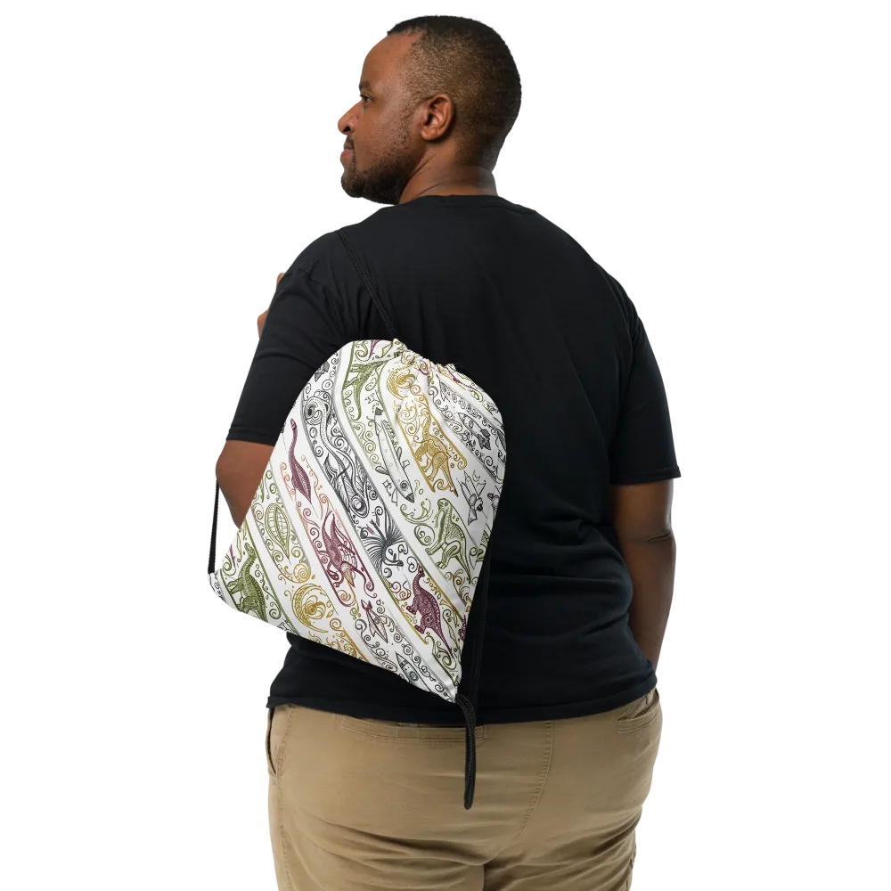 Fossil Flight on Drawstring Bag — Front