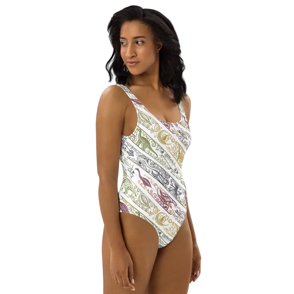 Fossil Flight on One-Piece Swimsuit — Right