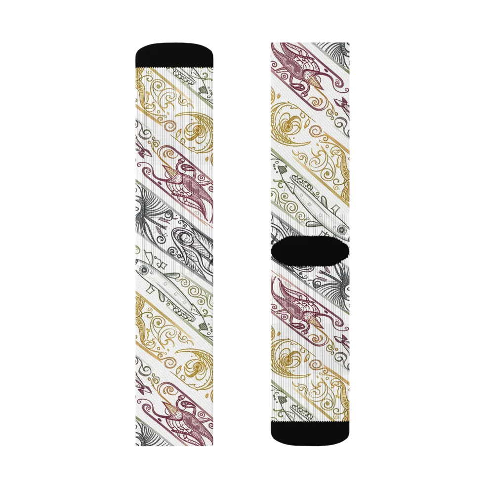 Fossil Flight on Socks — Left Sock