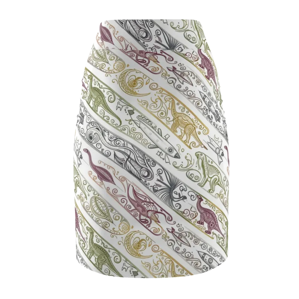 Fossil Flight on Pencil Skirt — Back