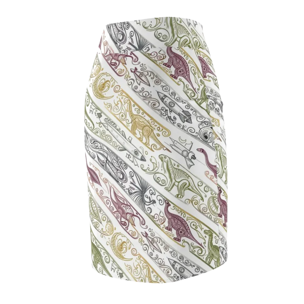 Fossil Flight on Pencil Skirt — Back Side