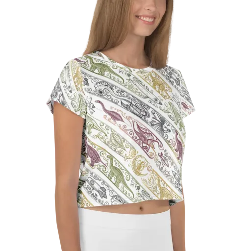 Fossil Flight on a Crop Tee
