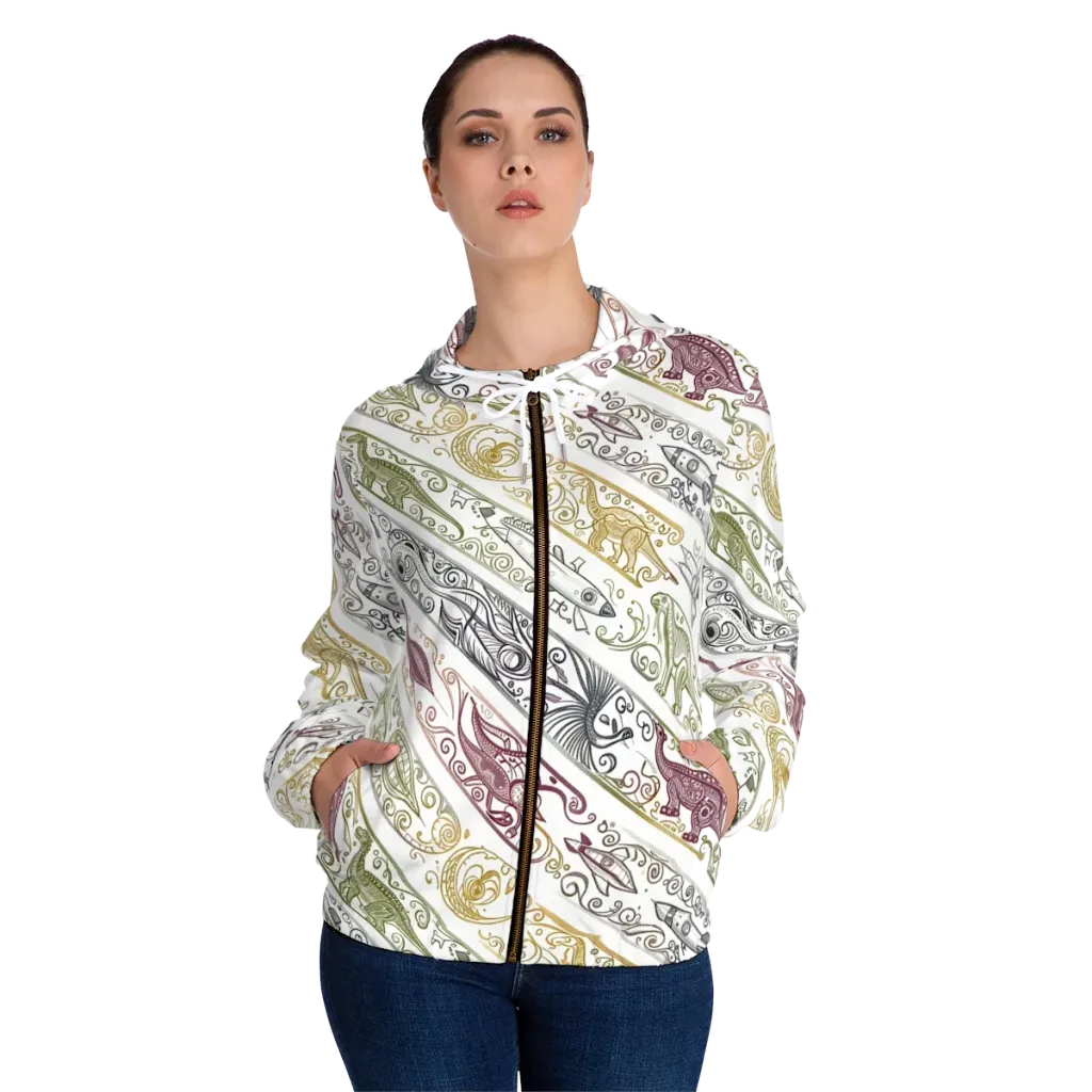 Fossil Flight on Women's Full-Zip Hoodie — Front On Person