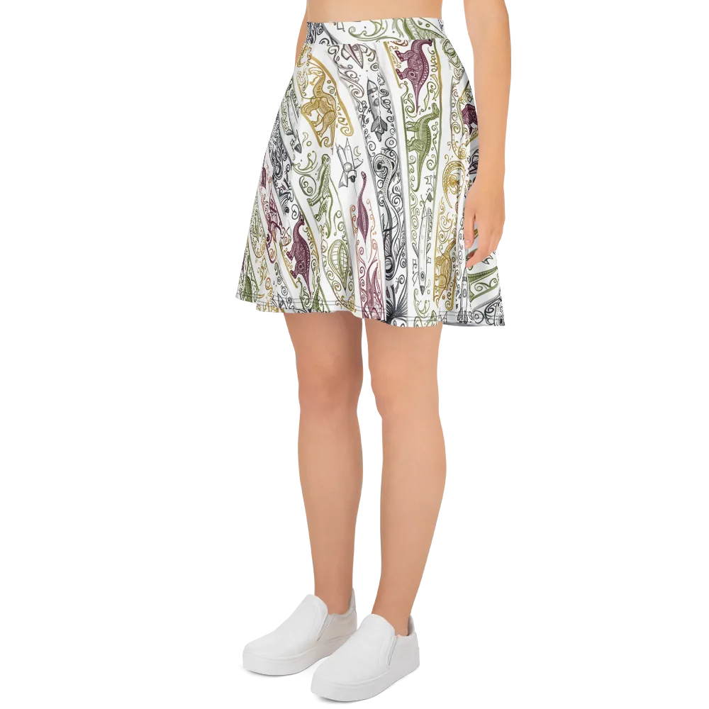 Fossil Flight on Skater Skirt — Left