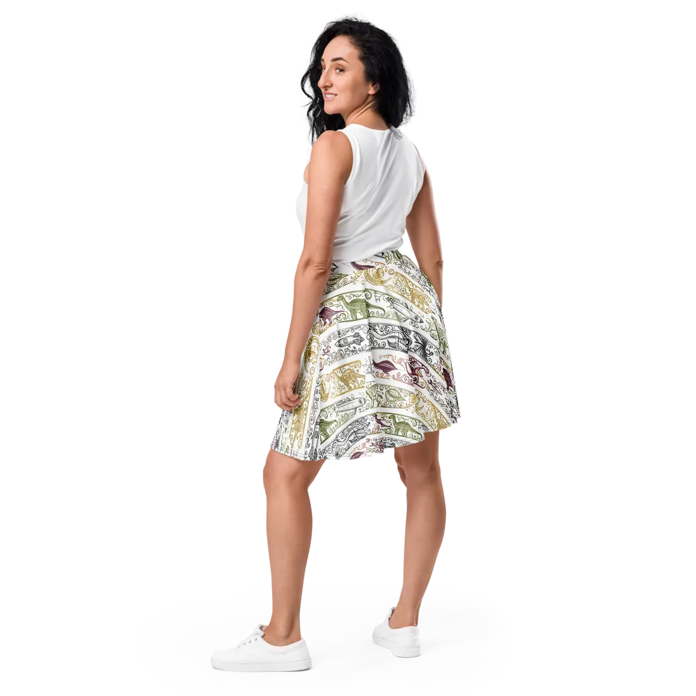 Fossil Flight on Skater Skirt — Back