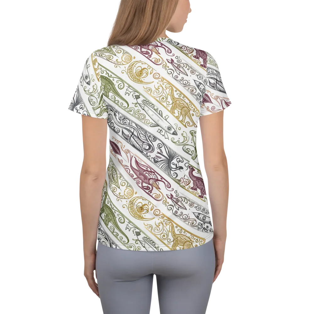 Fossil Flight on Women's Athletic T-Shirt — Back