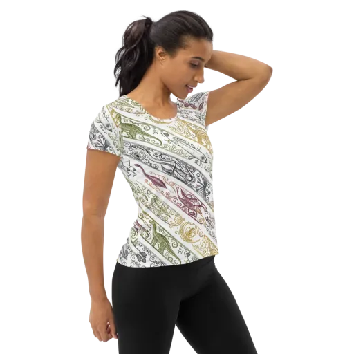 Fossil Flight on a Women's Athletic T-Shirt