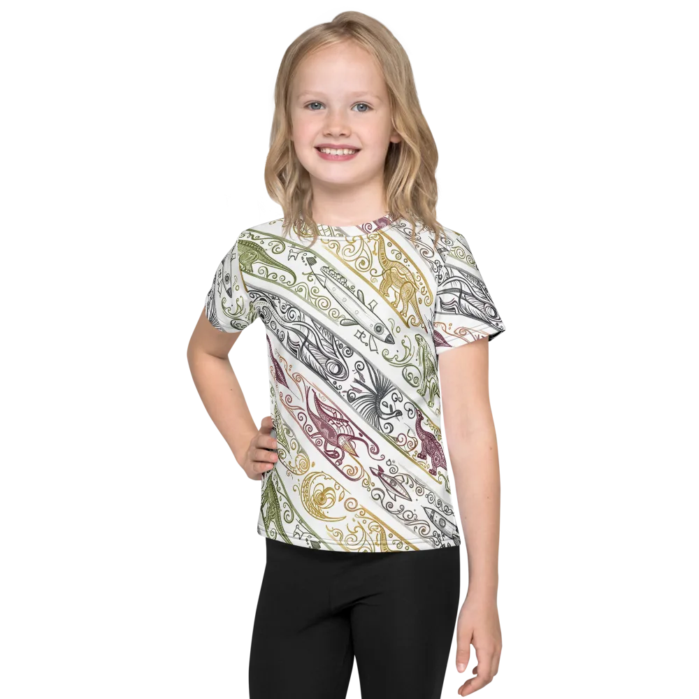 Fossil Flight on Kids Crew Neck T-Shirt — Front