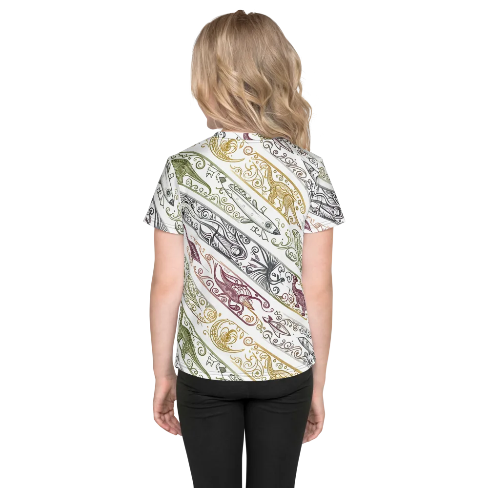 Fossil Flight on Kids Crew Neck T-Shirt — Back