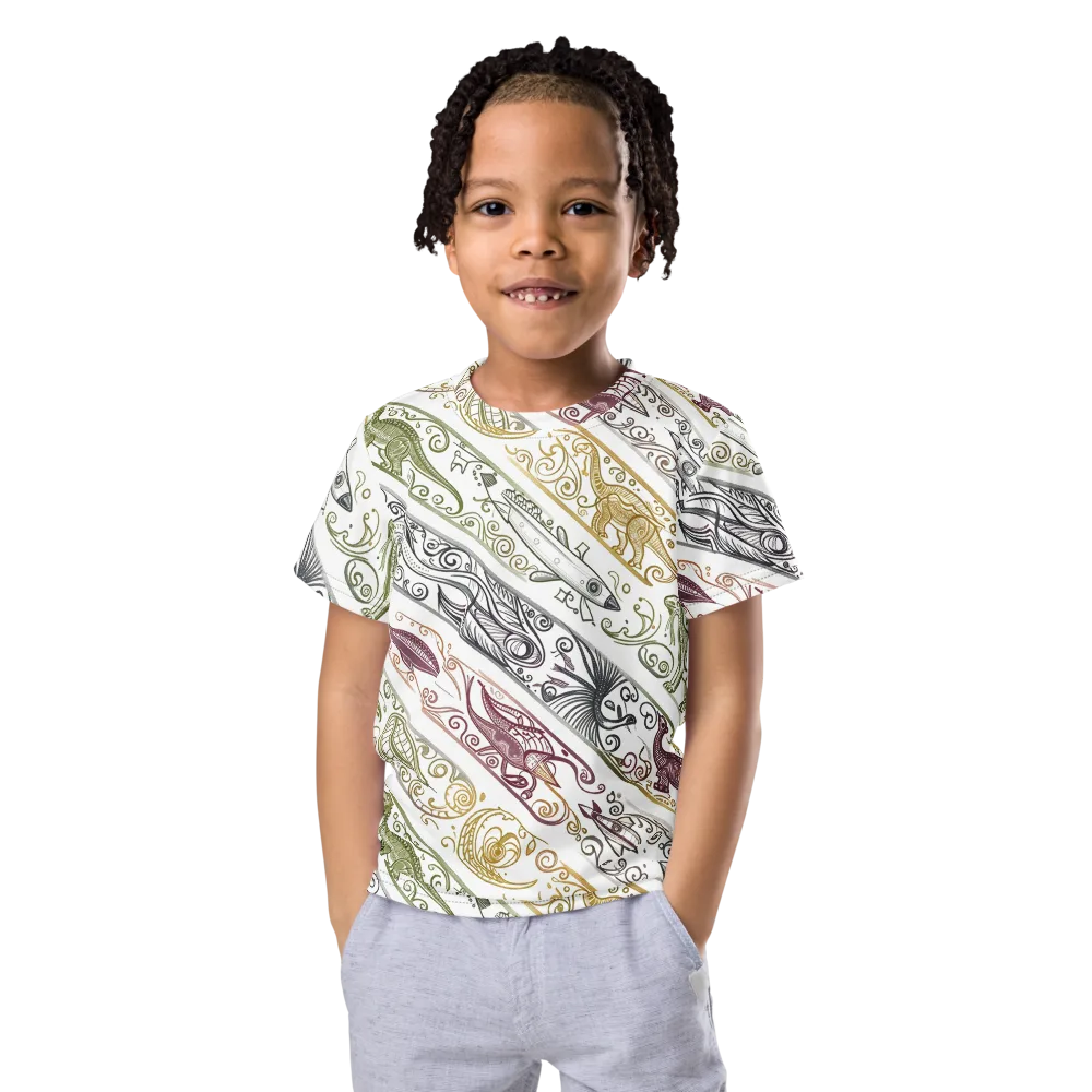 Fossil Flight on Kids Crew Neck T-Shirt — Front