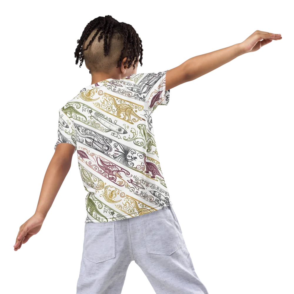 Fossil Flight on Kids Crew Neck T-Shirt — Back