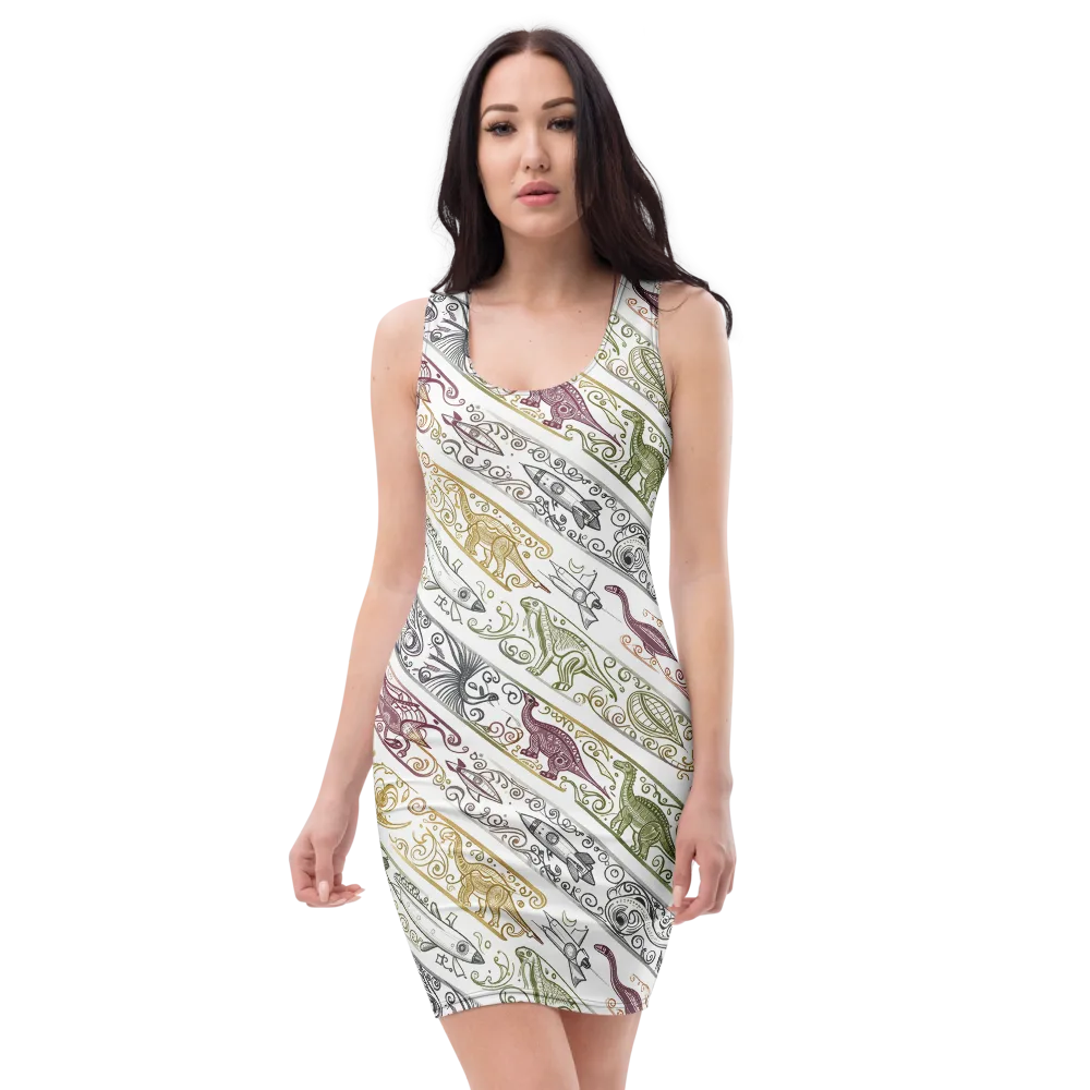 Fossil Flight on Bodycon Dress — Front