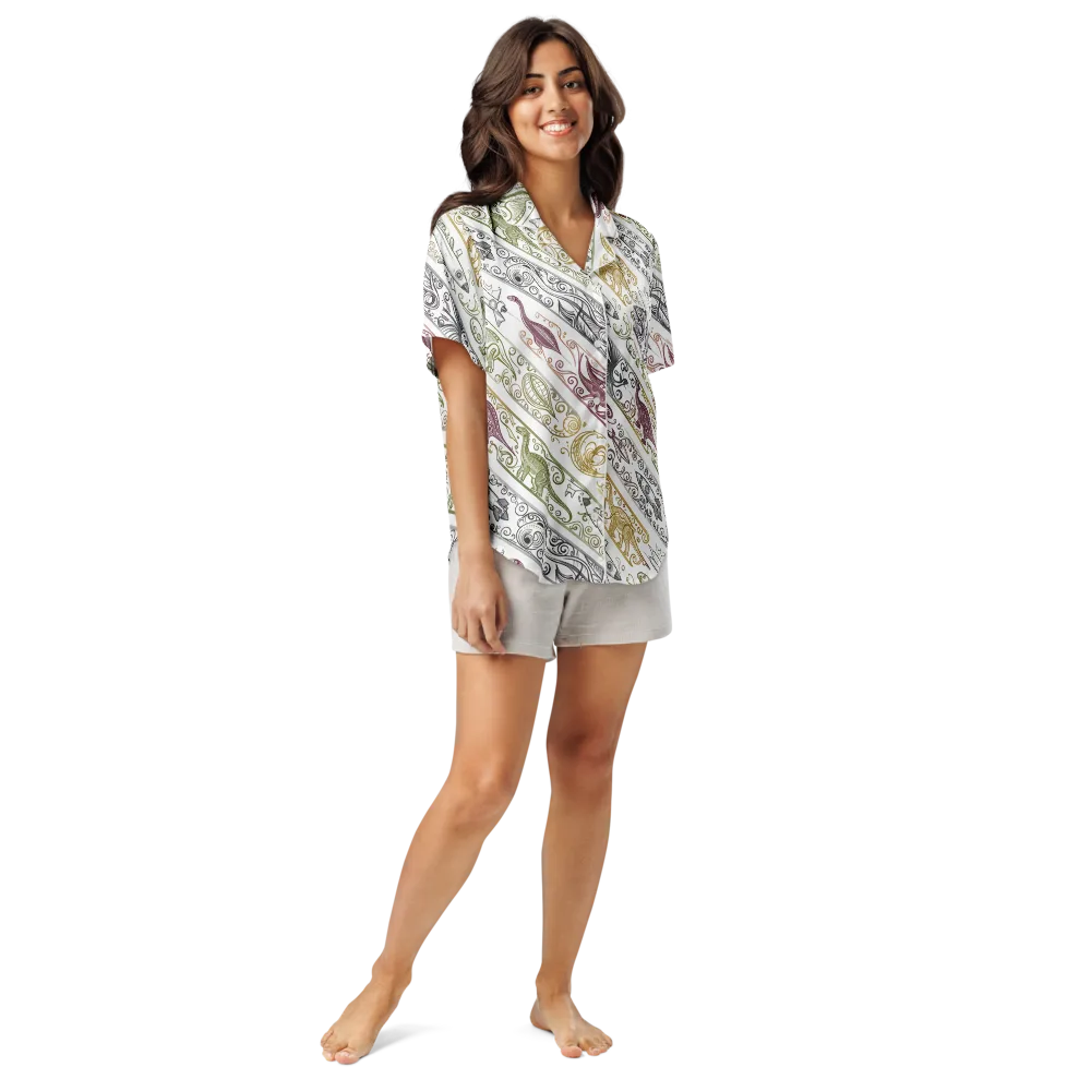 Fossil Flight on Women's Short Sleeve Pajama Top — Front