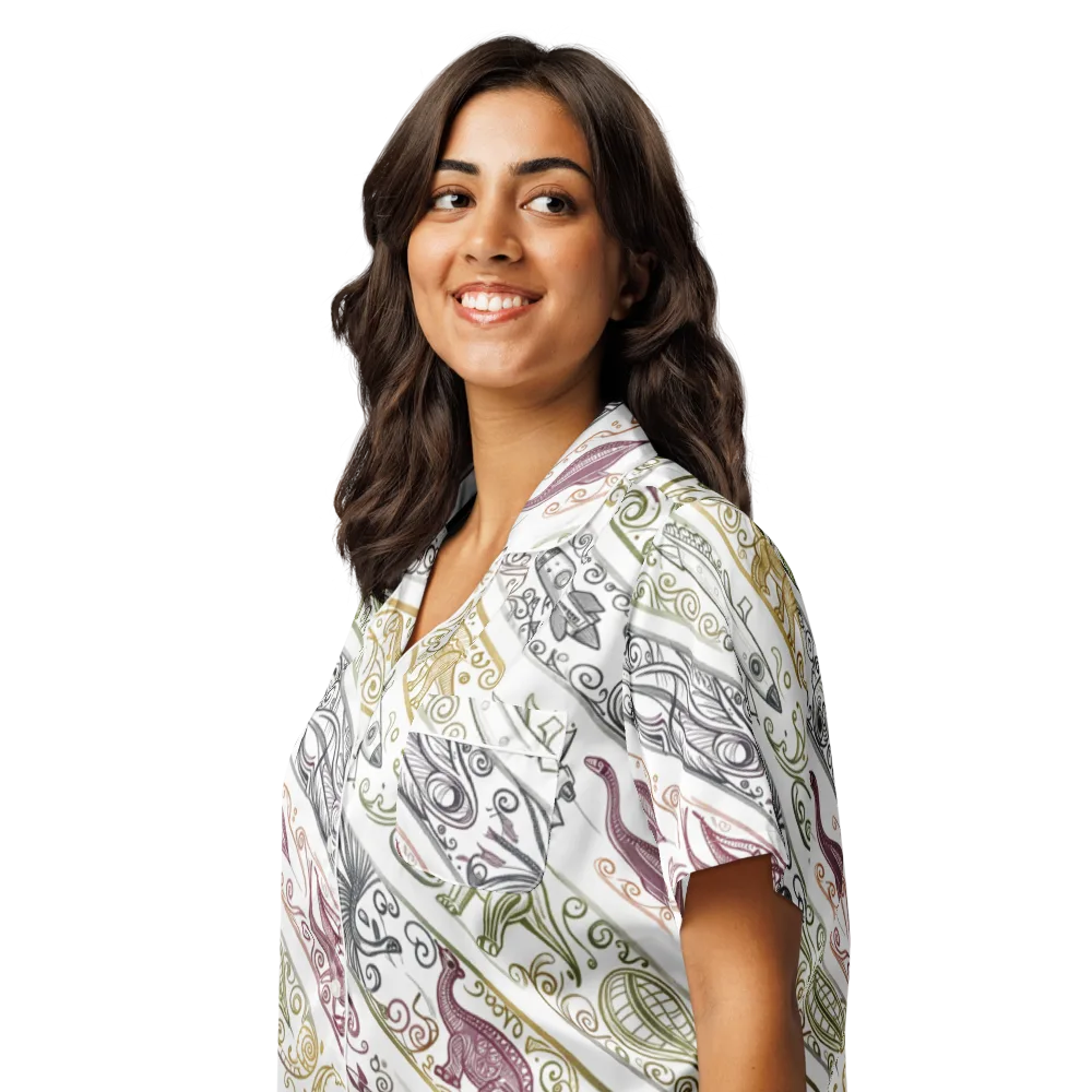 Fossil Flight on Women's Short Sleeve Pajama Top — Left Front