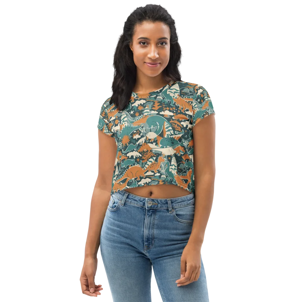 Amber Jurassic on Crop Tee — Front
