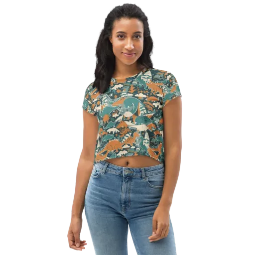 Amber Jurassic on a Crop Tee