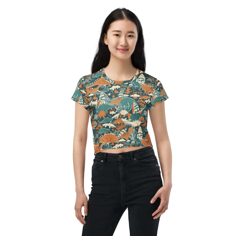 Amber Jurassic on Crop Tee — Front