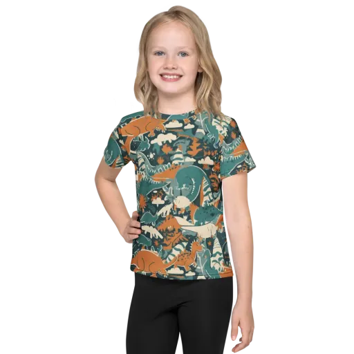 Amber Jurassic on a Kids Crew Neck T-Shirt