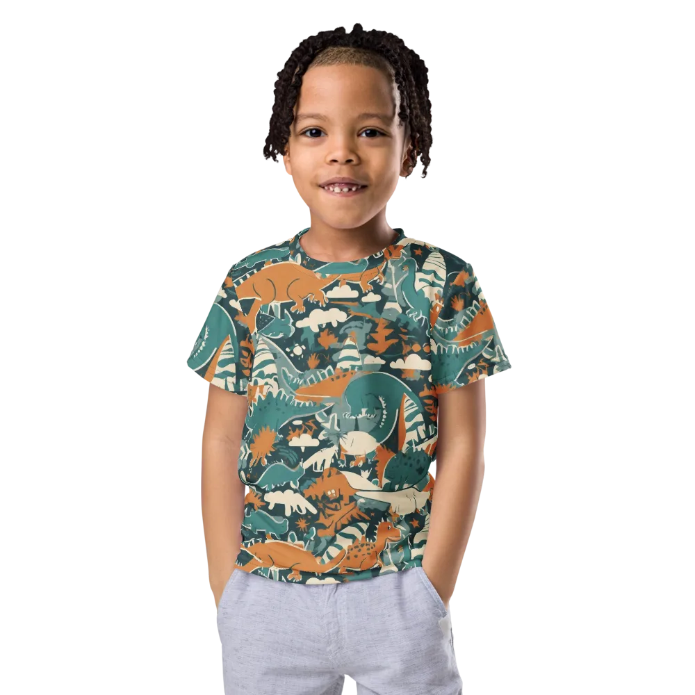 Amber Jurassic on Kids Crew Neck T-Shirt — Front