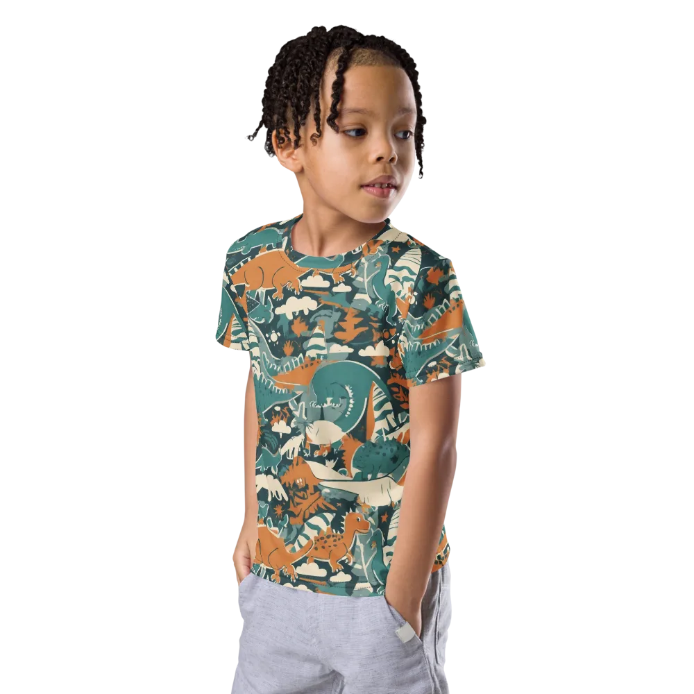 Amber Jurassic on Kids Crew Neck T-Shirt — Left Front