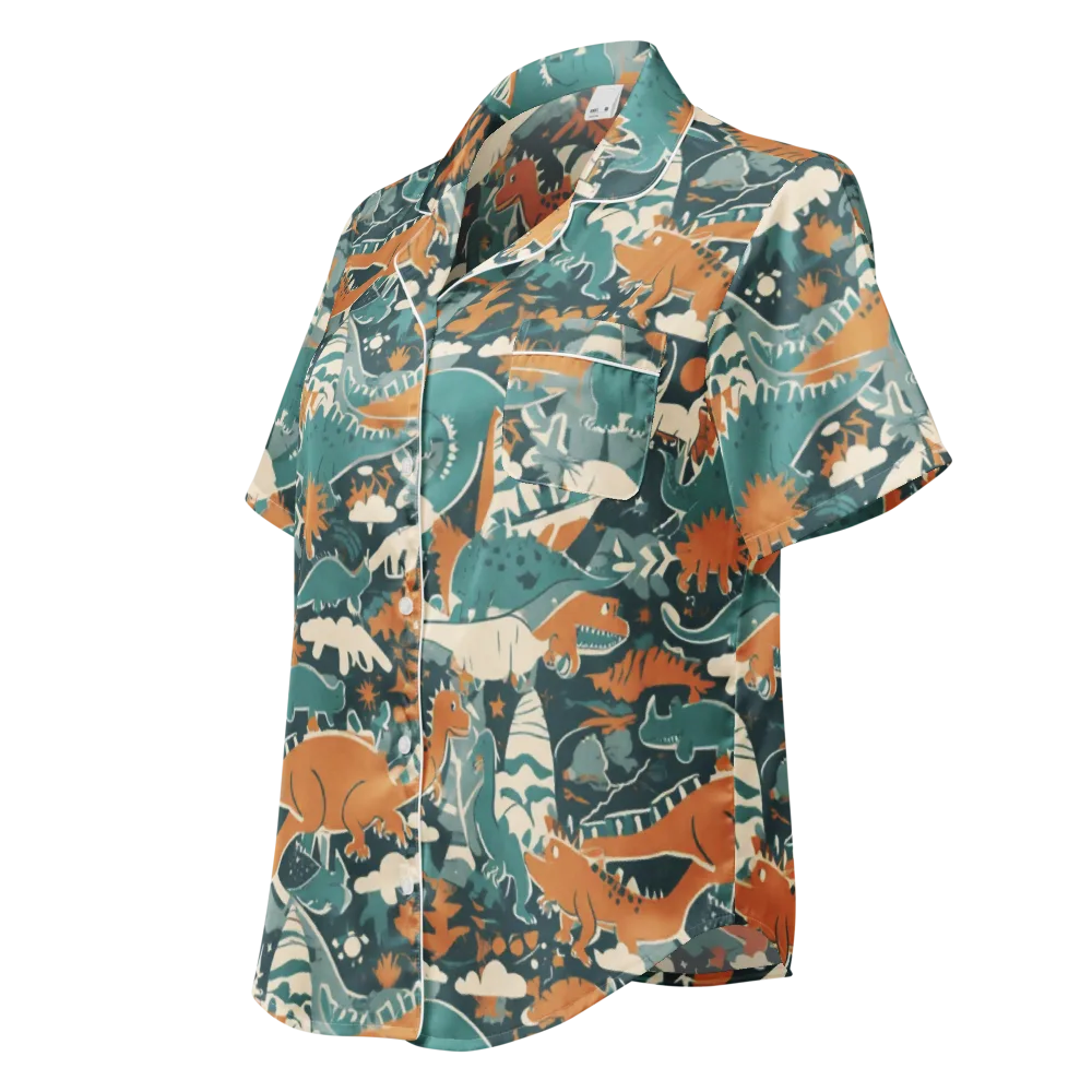 Amber Jurassic on Women's Short Sleeve Pajama Top — Left Front
