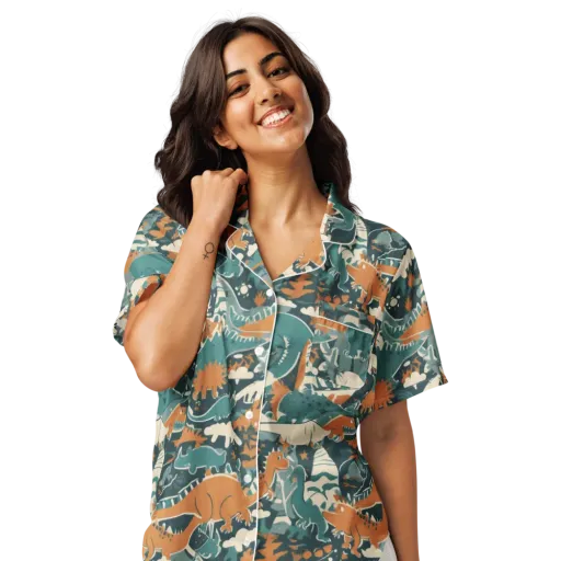 Amber Jurassic on a Women's Short Sleeve Pajama Top