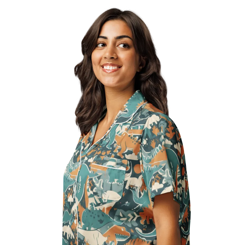 Amber Jurassic on Women's Short Sleeve Pajama Top — Left Front