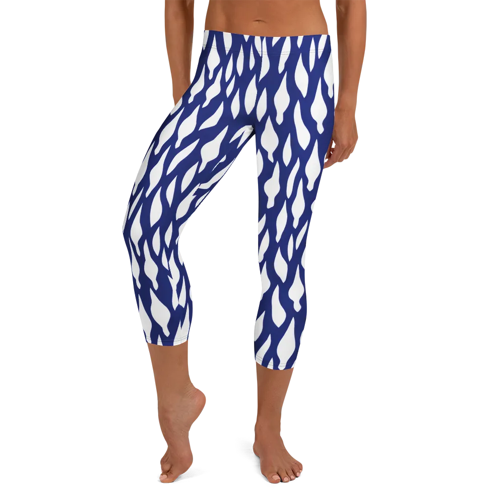 Indigo Interlace on Capri Leggings — Front