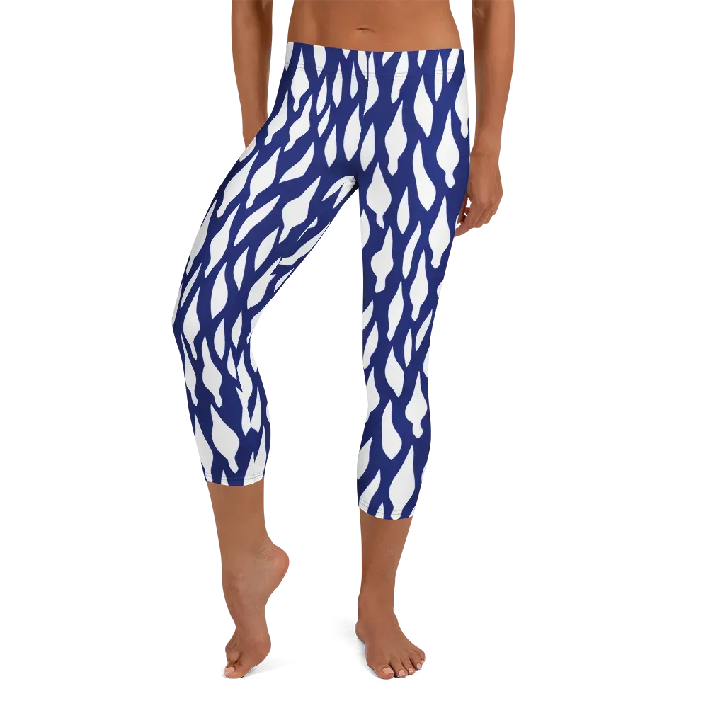 Indigo Interlace on Capri Leggings — Front