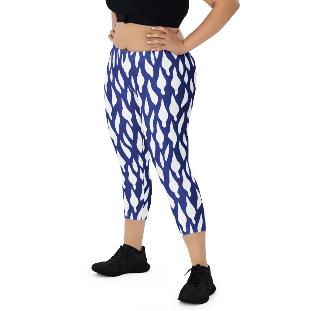 Indigo Interlace on Capri Leggings — Front