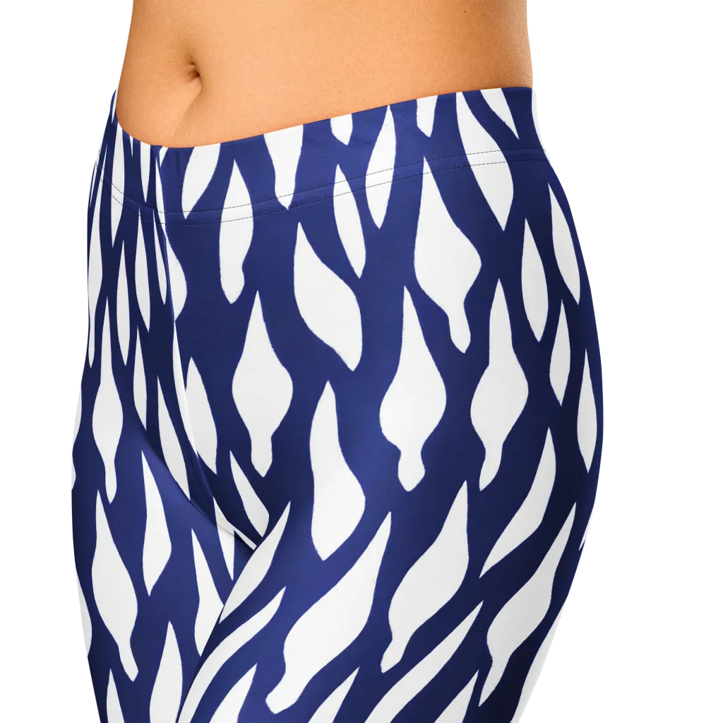 Indigo Interlace on Capri Leggings — Zoomed-in