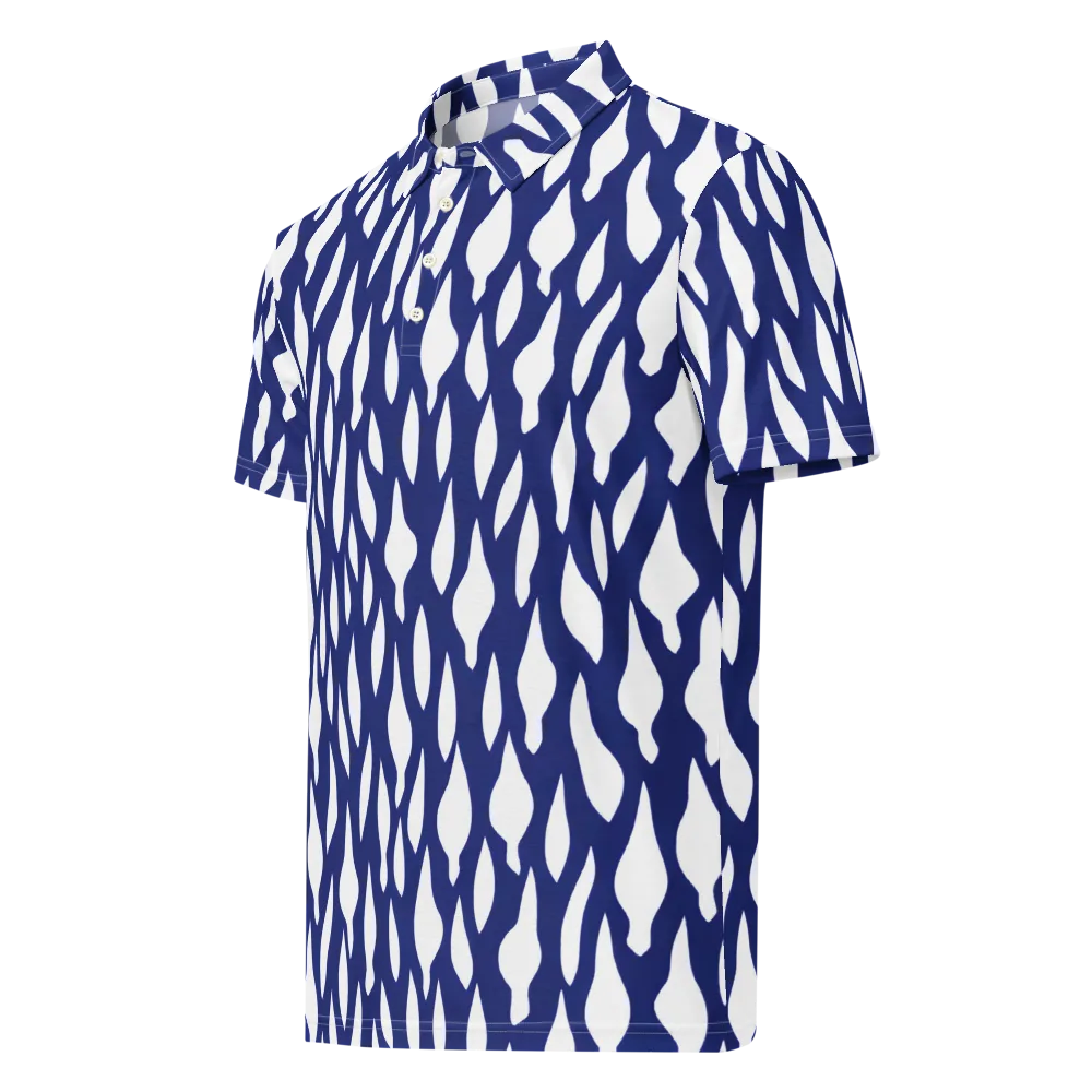 Indigo Interlace on Men's Slim Fit Polo Shirt — Left Front