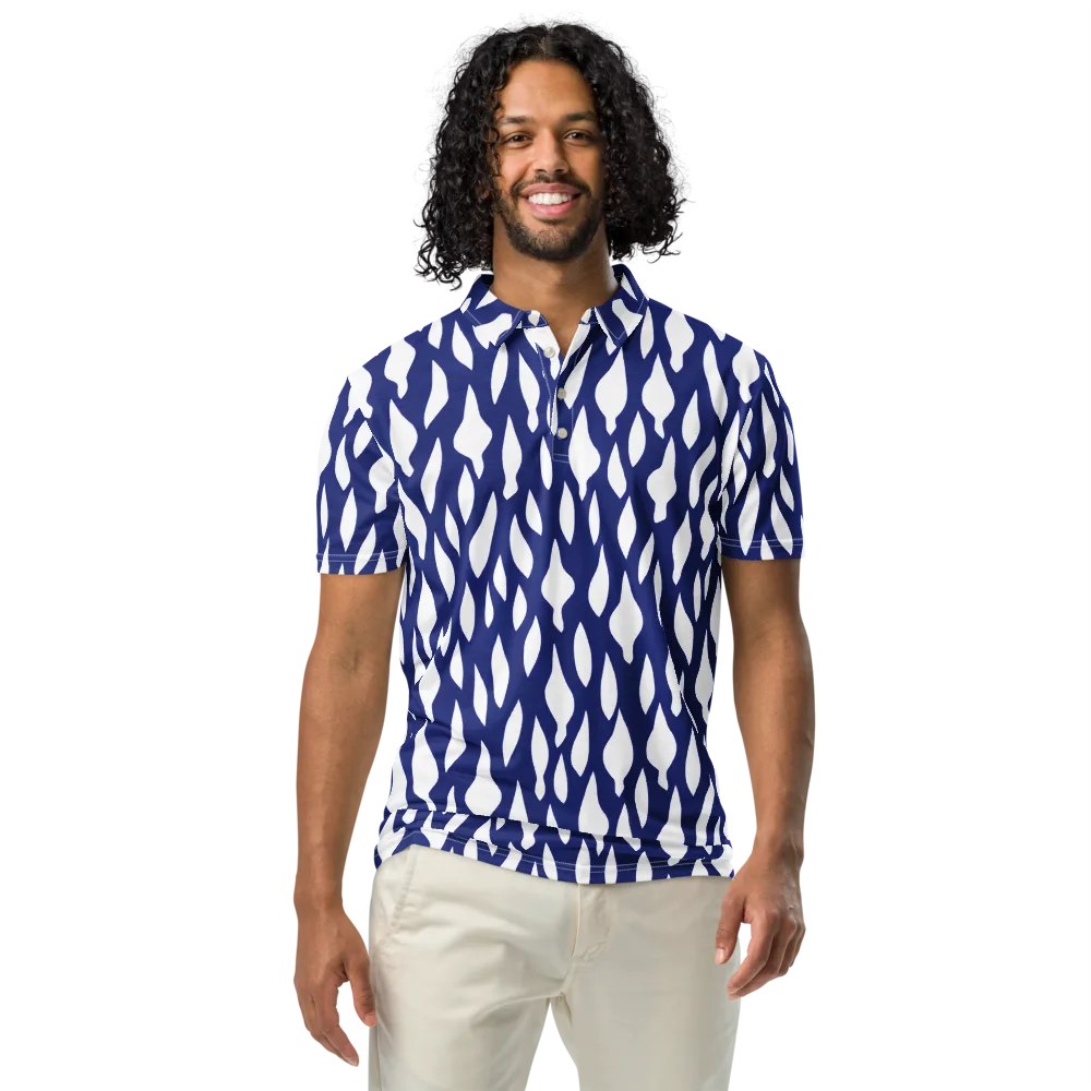 Indigo Interlace on Men's Slim Fit Polo Shirt — Front