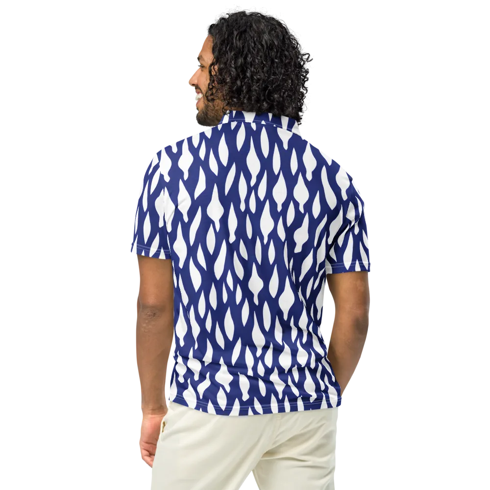 Indigo Interlace on Men's Slim Fit Polo Shirt — Back