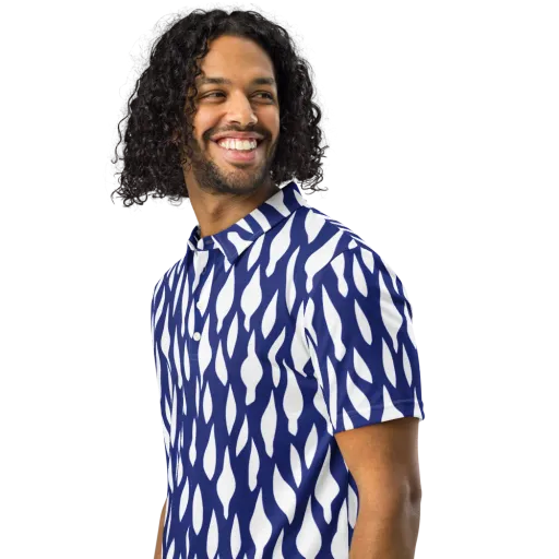 Indigo Interlace on a Men's Slim Fit Polo Shirt