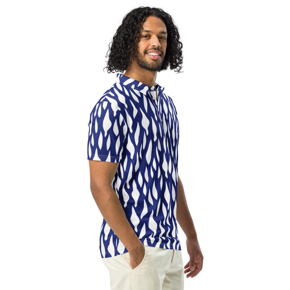 Indigo Interlace on Men's Slim Fit Polo Shirt — Right Front