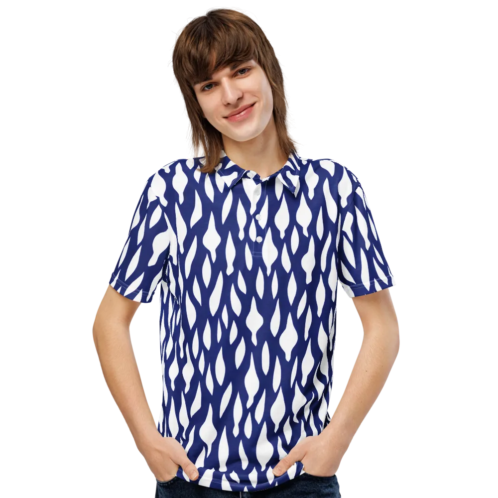 Indigo Interlace on Men's Slim Fit Polo Shirt — Front