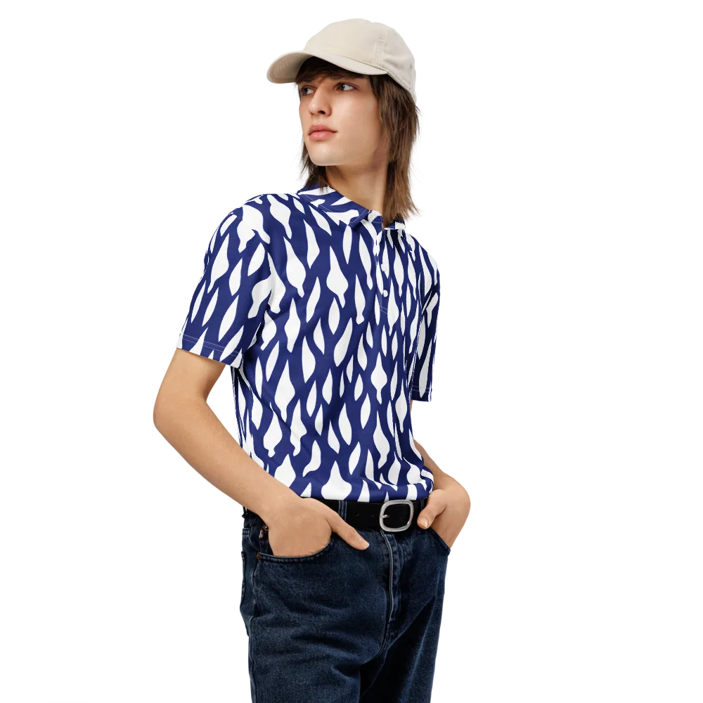 Indigo Interlace on Men's Slim Fit Polo Shirt — Right Front